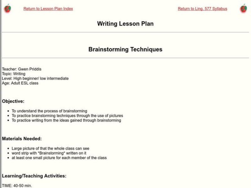 Brainstorming Techniques Lesson Plan For Higher Ed Lesson Planet Brainstorming Techniques Lesson Plan For Higher Ed Lesson Planet