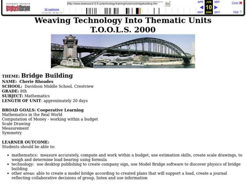 Bridge Building Lesson Plan for 8th Grade Lesson