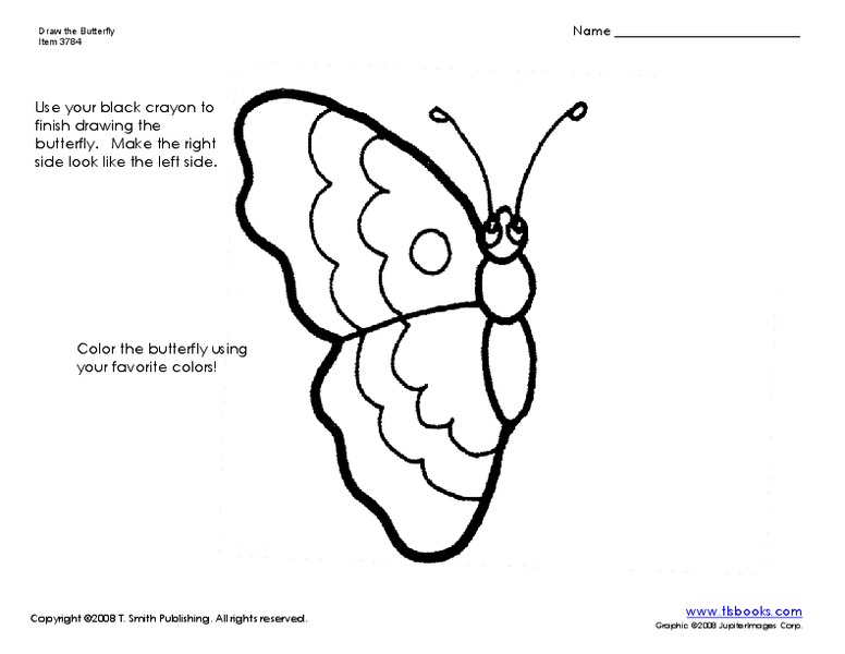 Butterfly Symmetry Worksheet For Kindergarten 1st Grade Lesson Planet