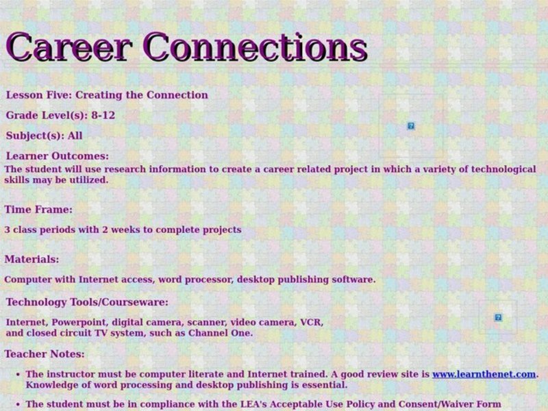 Career Connections Lesson Plan for 9th Higher Ed Lesson