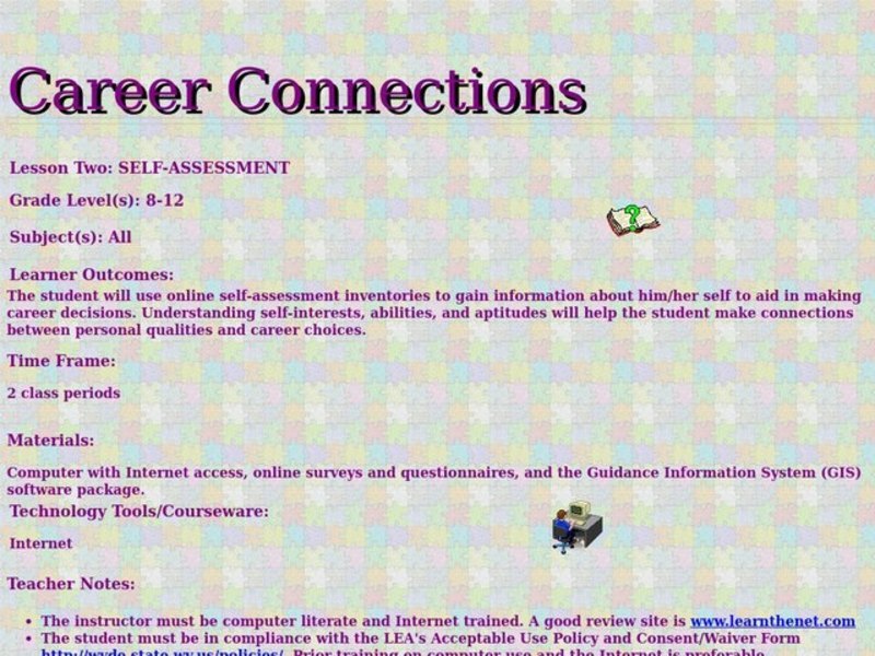 Career Connections Lesson Plan for 9th Higher Ed Lesson