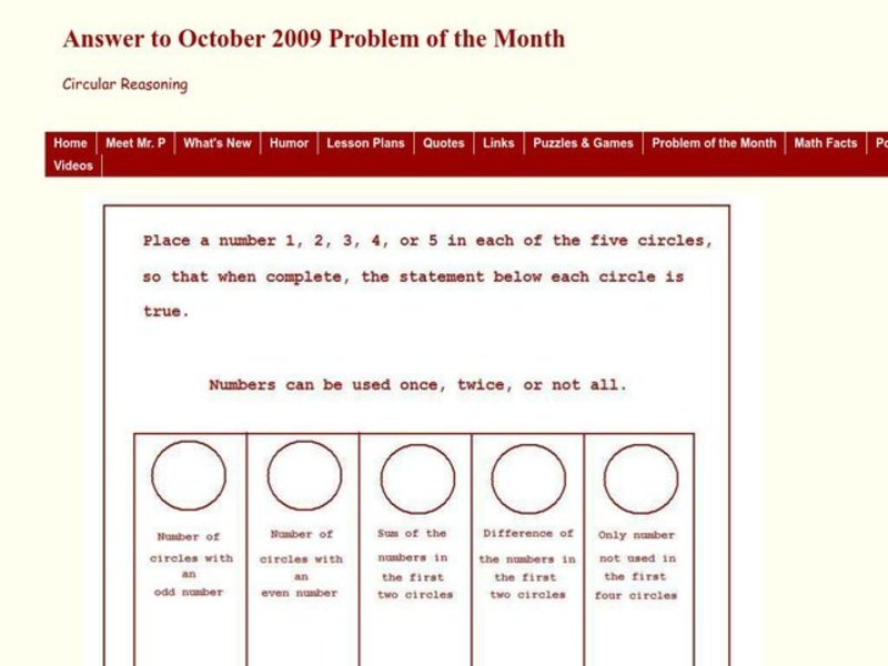 Circular Reasoning Worksheet for 9th 11th Grade Lesson