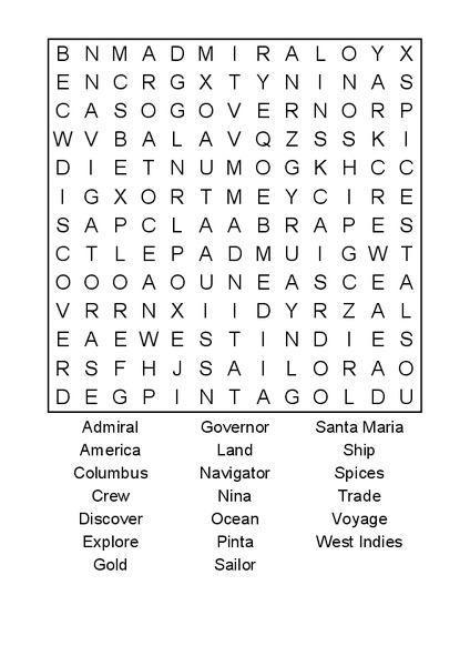 Columbus Day Word Search Worksheet For 2nd 3rd Grade Lesson Planet Columbus Day Word Search Worksheet For 2nd 3rd Grade Lesson Planet