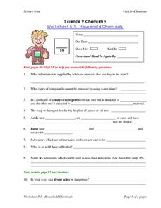 Household Chemicals Worksheet