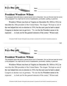 Every Day Edit - President Woodrow Wilson Activity