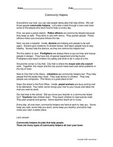 community helpers worksheet for 2nd 3rd grade lesson