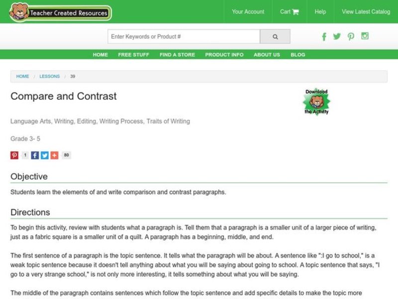Compare and Contrast Lesson Plan for 3rd - 5th Grade | Lesson Planet
