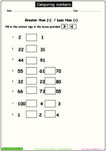 Comparing Numbers Worksheet for 2nd - 3rd Grade | Lesson Planet