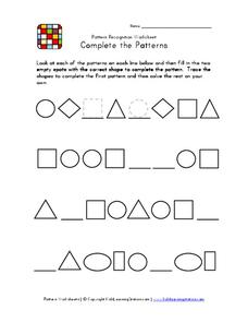 Complete the Patterns Worksheet for Kindergarten - 2nd Grade | Lesson ...