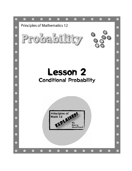 Conditional Probability Lesson Plan for 10th - 12th Grade | Lesson Planet