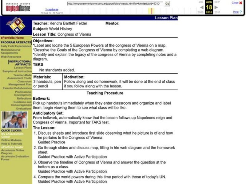 Congress of Vienna Lesson Plan for 9th - 12th Grade | Lesson Planet