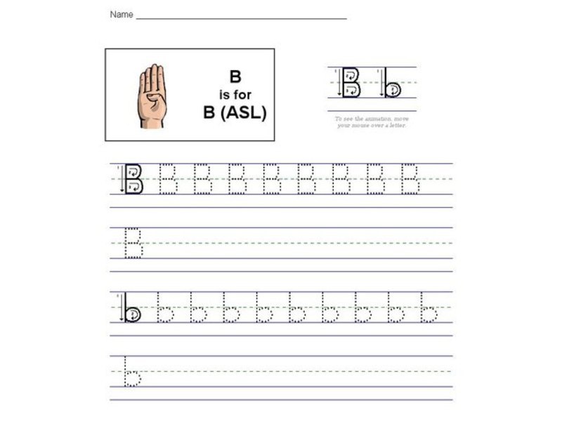 B is for B in American Sign Language Interactive for Kindergarten 1st Grade Lesson