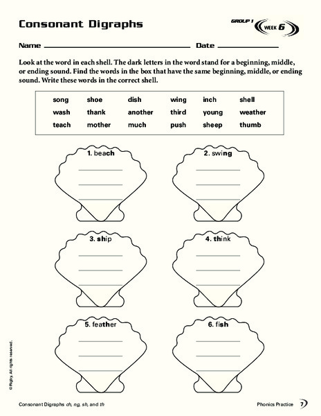Consonant Digraphs Worksheet for 2nd - 5th Grade | Lesson Planet