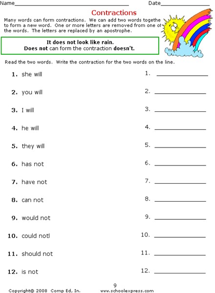 Contraction Lesson Plans & Worksheets | Lesson Planet