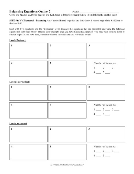 Balancing Equations Online 2 Interactive for 9th - 12th Grade | Lesson