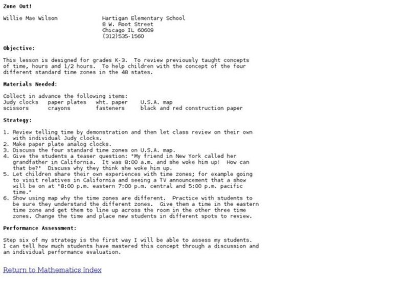 Zone Out! Lesson Plan for Kindergarten 3rd Grade Lesson