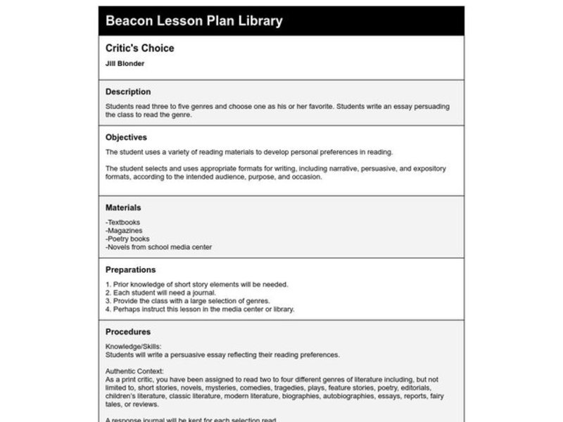 Free lesson plans image