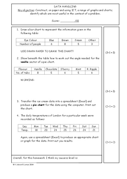 data handling worksheet for 6th grade lesson planet