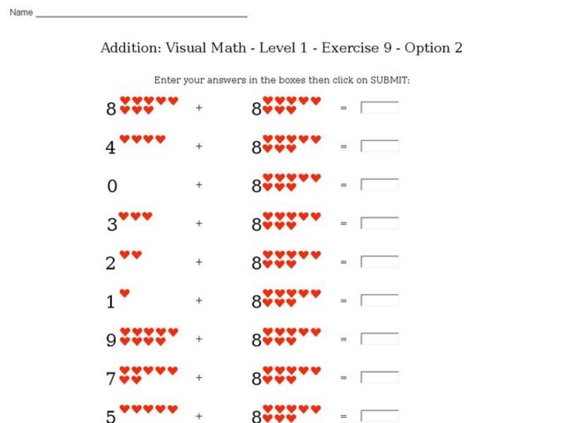 Addition Visual Math Level 1 Exercise 9 Option 2 Interactive For Addition Visual Math Level 1 Exercise 9 Option 2 Interactive For
