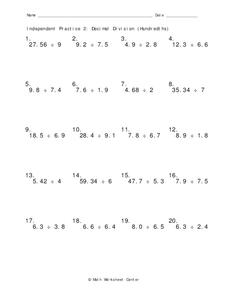 dividing decimals lesson plans worksheets lesson planet