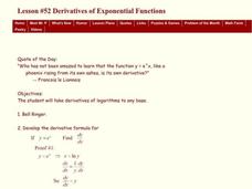 Derivatives of Exponential Functions Lesson Plan