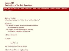 Derivatives of the Trig Functions Lesson Plan