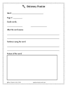 Dictionary Practice Worksheet for 4th - 5th Grade | Lesson Planet
