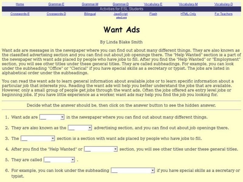 Writing help wanted ad lesson plan Writing help wanted ad lesson plan