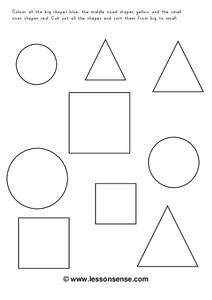 different shapes worksheet for pre k kindergarten