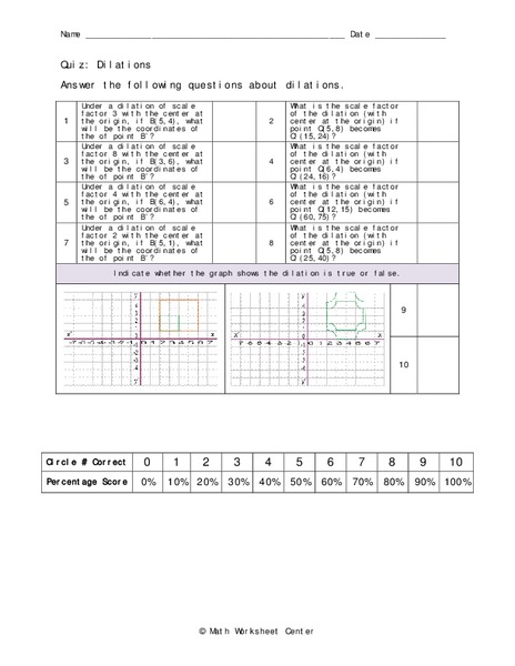 Dilations Worksheet for 10th Grade | Lesson Planet