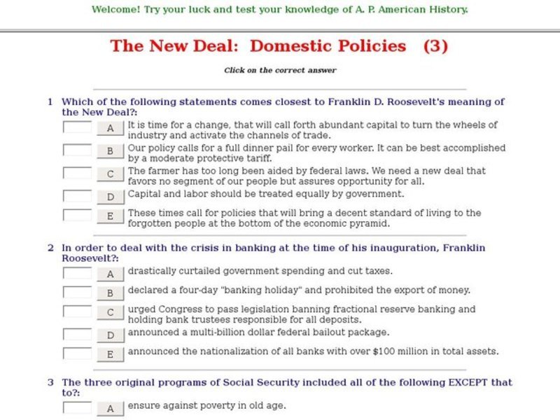 The New Deal Domestic Policies (3) Interactive for 10th 12th Grade
