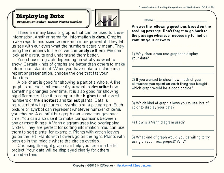 Displaying Data Worksheet for 2nd 3rd Grade Lesson