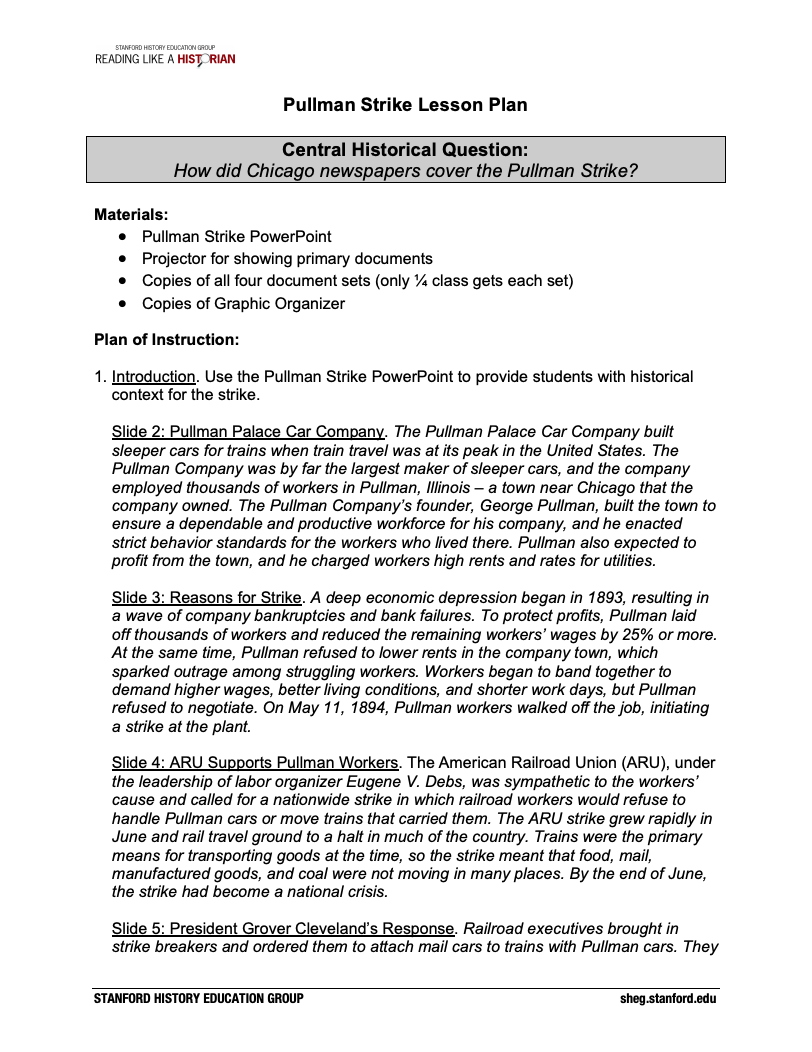 Pullman strike essay picture