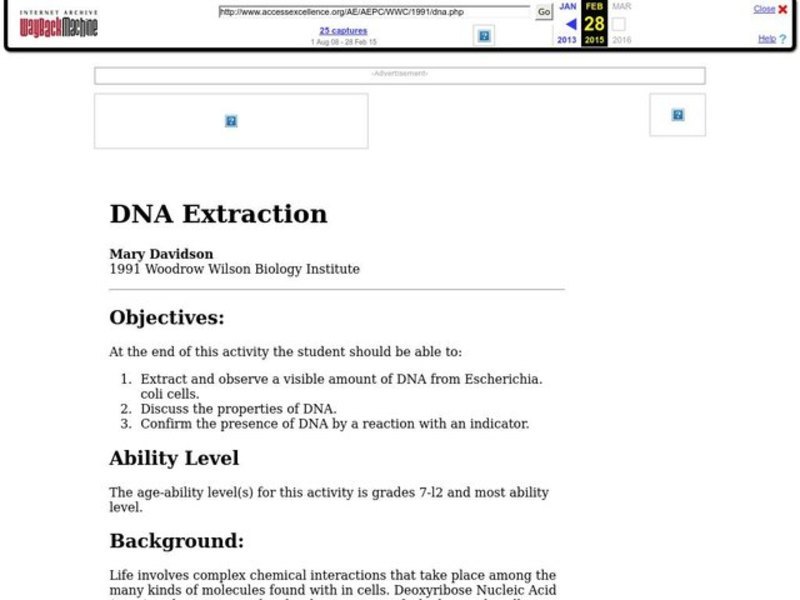 DNA Extraction Lesson Plan for 7th 12th Grade Lesson