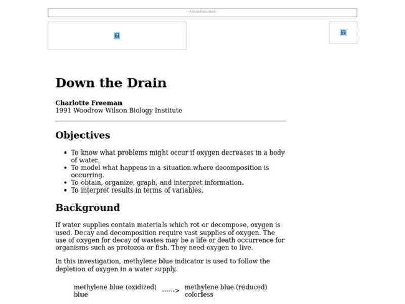 Down the Drain Lesson Plan for 9th 12th Grade Lesson