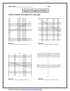 Write the Equation of the Line for Four Given Graphs Worksheet