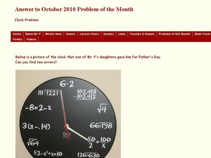Clock Problem Worksheet for 10th 11th Grade Lesson