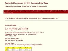 The Multiplying Digits Problem Worksheet