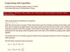 Investigating Patterns to Develop Logarithm Rules Worksheet