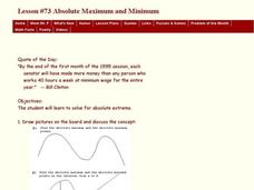 Lesson #73 Absolute Maximum and Minimum Lesson Plan