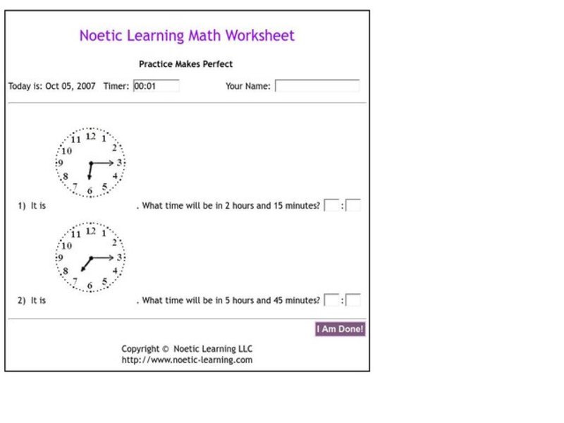 Elapsed Time Interactive for 3rd 4th Grade Lesson