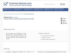 Bulleted Lists: punctuating items in vertical lists Interactive