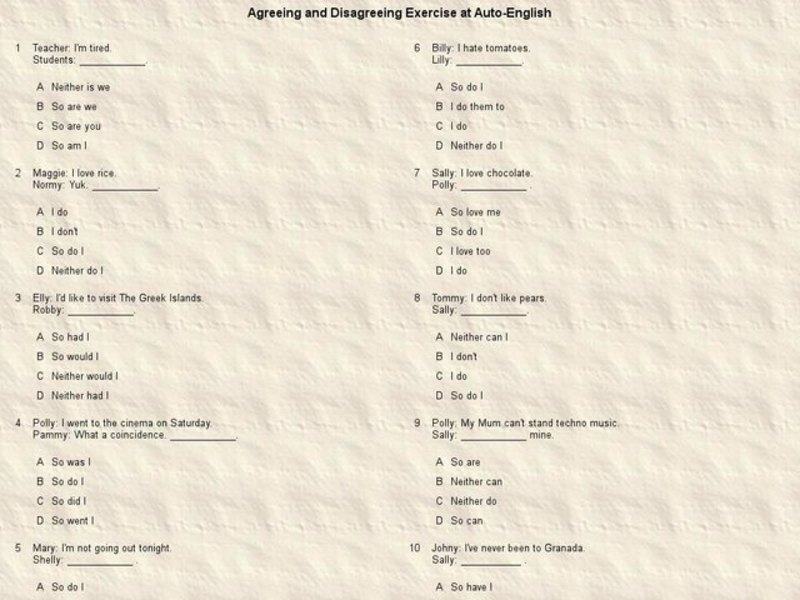 Agreeing and Disagreeing Exercise Interactive for 5th - 7th Grade