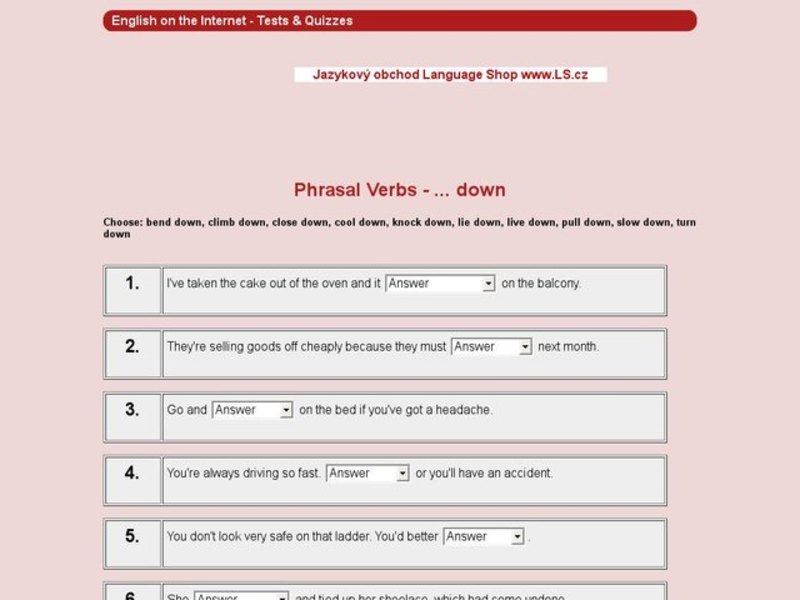 Phrasal verbs - ...down Interactive for 3rd - 5th Grade | Lesson Planet