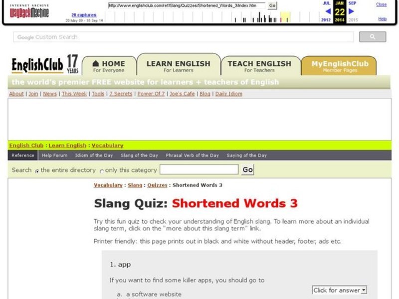Slang Quiz Shortened Words Interactive for 5th 7th Grade Lesson