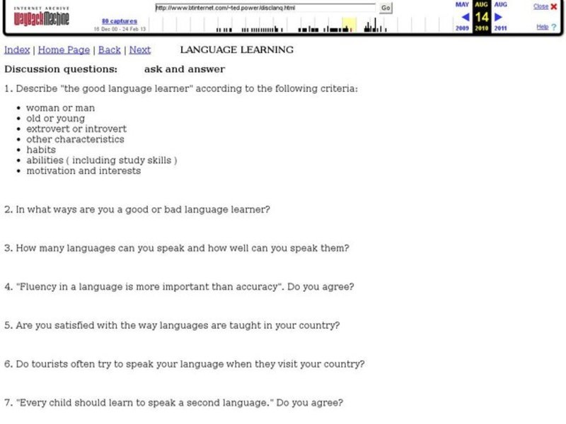 Language Learning: Discussion Questions Lesson Plan for 7th - 9th Grade ...