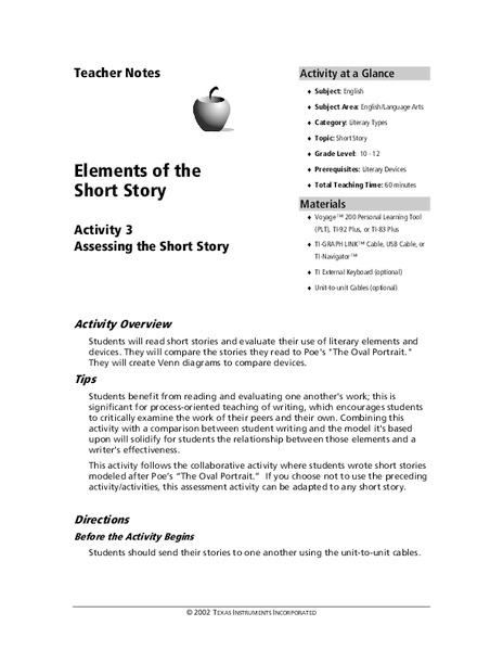 Elements Of A Short Story Lesson Plan For 10th 12th Grade Lesson Planet