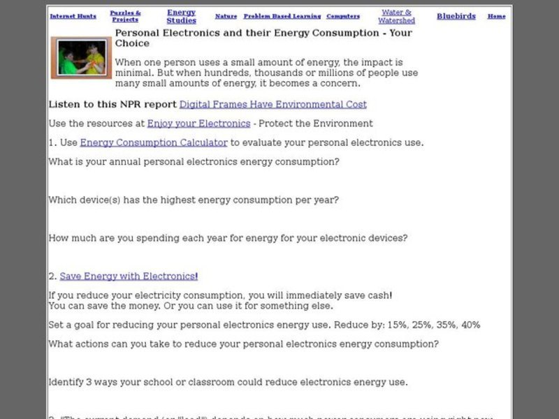 Personal Electronics and Their Energy Consumption Interactive for 5th