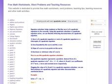 Quadratic Equation Calculator Interactive for 11th Grade | Lesson Planet