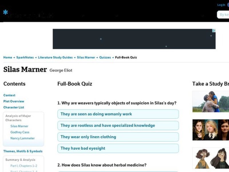 Silas Marner Quiz Interactive for 10th Higher Ed Lesson